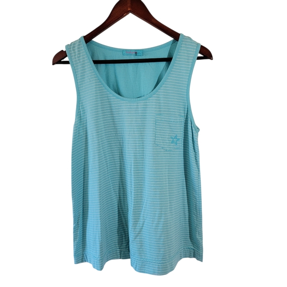 Fresh Produce Blue Stripe Tank Top Sz M Modal Blend Casual Nautical Beach Vacay